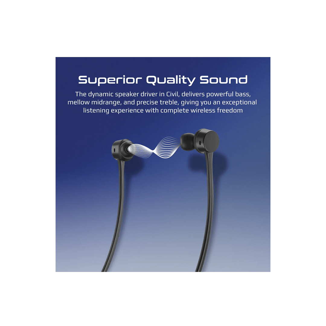 Promate Civil High-Fidelity Liquid Silicone Wireless Neckband Earphones - Black in Qatar Promate Civil High-Fidelity Liquid Silicone Wireless Neckband Earphones - Black in Qatar